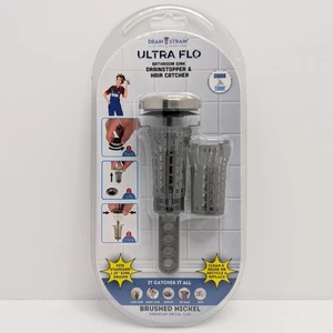 Drain Strain Ultra Flo 2-in-1 Sink Stopper & Hair Catcher Brushed Nickel Cap - Picture 1 of 18