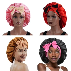 Bonnet de soie pour coucher double couche de satin Cap cheveux Bonnet de sommeil - Picture 1 of 21