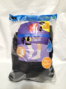 Calcetines para mujer Hanes 9 pares cojín Crew talla extendida 8-12 absorbentes comodidad fresca - Imagen 1 de 6