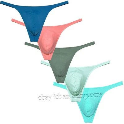 Men Micro Mesh String Thong G-String Sexy Underwear Breathable Big Pouch Tangas - Image 1 of 4