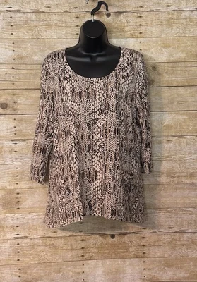 Jones New York Sport L Large Snake Print Pullover Stretchy Fall Tunic Shirt Top - Image 1 of 4