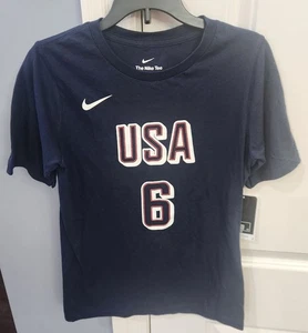 Nike Youth USA Basketball LeBron James #6 Blue Graphic Tee Size Youth Medium - Picture 1 of 3