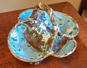 Victorian George Jones Large Majolica Strawberry Server Basket 1880s Immaculate - Picture 1 of 10