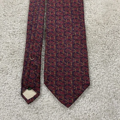 Tom James Tie Mens Silk USA Geometric Horse Bit Equestrian Pattern Menswear - Image 1 of 4