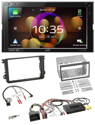 JVC DAB Lenkrad 2DIN Bluetooth USB Autoradio für VW T5 Golf Tiguan Touran 2009-2 - Bild 1 von 4