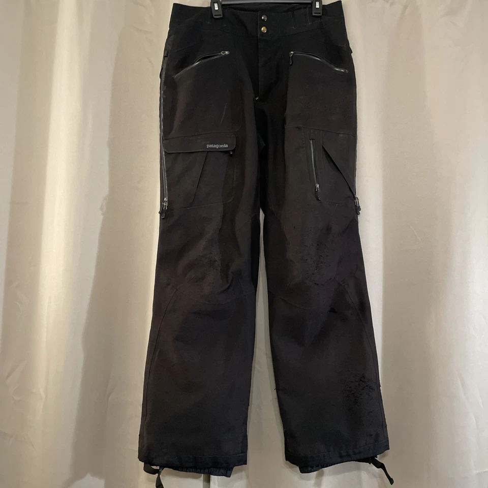 Patagonia Powder Bowl Pantalones Nieve Esquí Snowboard Hombres L Negro Impermeable Cremallera Bolsillo Foto 1 de 4
