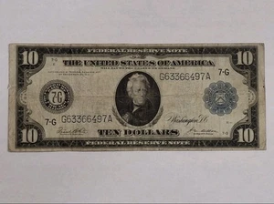1914 $10 Federal Reserve Note Chicago Nice VF Condition - Picture 1 of 6