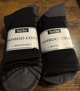 Men Bamboo Cool 6 Pairs Dress Thin Soft Antibacterial Socks Medium 9-11 Black - Picture 1 of 5