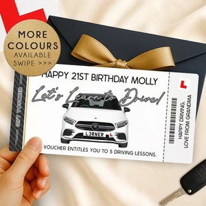 Personalised Driving Lessons Gift Voucher for 17th 18th 21st Birthday Christmas - Picture 1 of 16