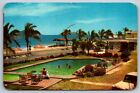 Postcard Chrome Mexico Mazatlan Motel Agua Marina Pool and Beach