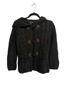 LANDS END Damen Strickjacke Baumwolle Pullover schwarz Grobstrick Knebel Gr. S NEU - Bild 1 von 6