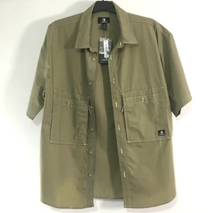 Converse Wordmark Utility Mens Size M Green Shirt BNWT Pockets Cotton RRP £60 - Picture 1 of 20
