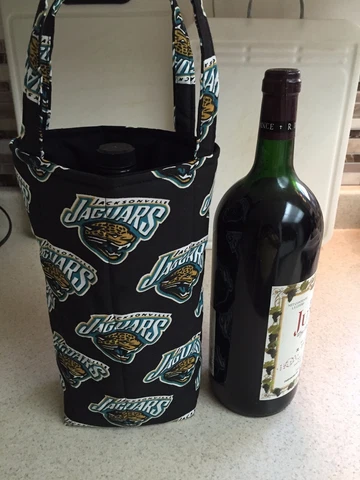 Wine Bottle Bag / Hostess Gift Bag / Tail Gate Booze Bag - Jacksonville Jaguars Cover