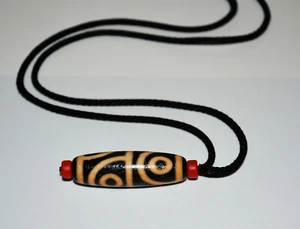 tibetan old ancient genuine 4 eyes dzi bead pendant 9 real four eyed gzi amulet - Picture 1 of 7