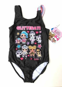 LOL Surprise Girls Glitterati One Piece Swimsuit Bathing Suit XS Black UPF50+ - Picture 1 of 2