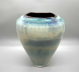 Signed Handcrafted Bill Campbell Studio Art Pottery 7” Drip Glaze Vase - Picture 1 of 6