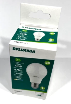 LED GLS Bulb 5.5w (40W) 2700k Warm White E27 Sylvania ToLEDo Lamps 470 Lumens - Image 1 of 4