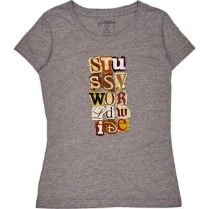Stussy Grey Worldwide T-Shirt - Picture 1 of 3