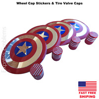 Captain America Tire Valve Stem Caps Set of Four Chrome Surface 