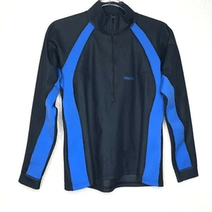 Marmot Top Women Medium Polartec Half Zip Black and Blue Outdoor Long Sleeves - Picture 1 of 8