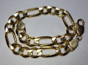 Solid 14k gold 8.3mm figaro bracelet 19.89 grams - 8.75" - Picture 1 of 12