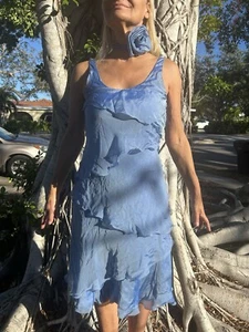 ARMANI Colleczioni Silk Blue dress size 6 womens - Picture 1 of 18