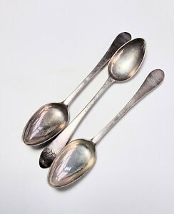 3 antique matching silver teaspoons, maker RD.  Scottish or Irish provincial. A1