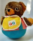 Vintage 1970s Fisher Price Teddy Bear Cub Rolly Polly Musical Plush Chime Toy