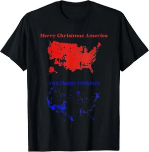 Trump Elections 2024 USA Map Happy Holidays Marry Christmas T-Shirt - Picture 1 of 7