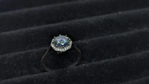 Sterling Silver 925 Aura Quartz + CZ Stone Size 9 Ring - Bild 1 von 2