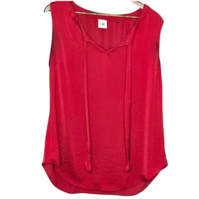 Blusa CAbi Roja Sin Mangas con Detalle de Cuello Corbata Elegante Oficina Trabajo Top Talla L Foto 1 de 4
