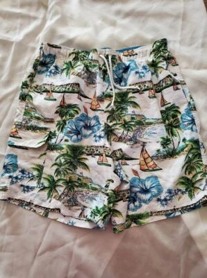 Men Swimsuit/shorts L Croft & Barrow Tropical Scene Pockets Good Cond - Image 1 of 4