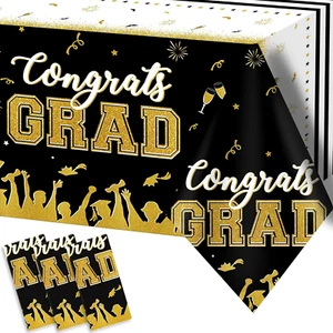 Set of 3 Graduation Tablecloths Class of 2025 Congrats Grad Black Graduation Par - Picture 1 of 12