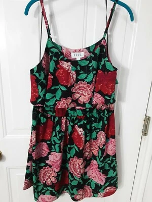  Blusa Top ELLE Correa Espagueti Negra con Flores Coloridas para Mujer Talla Grande Foto 1 de 4