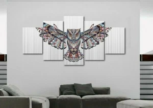 Owl Home Decor Canvas 5 Panel Wall Art Hanging Painting Living Room Bird Picture - Picture 1 of 6