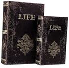  Decorative Book Box Set of 2 Wood Faux Book Box with Faux Leather Book(2Pack)