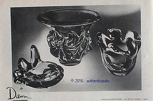 PUBLICITE CRISTAL DE DAUM VERRERIE D'ART CENDRIER VASE DE 1951 FRENCH AD PUB - Imagen 1 de 1