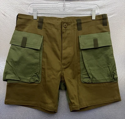 Wasted Collective Cargo Shorts Mens Sz L Green Khaki Pockets Organic Cotton - Image 1 of 4