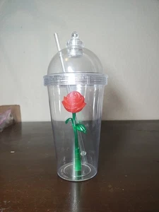 Beauty And The Beast Light Up Tumbler Original From Disneyland - Clear Plastic  - Picture 1 of 4