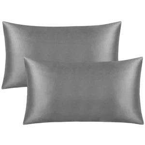 2 Pack Zipped Satin King Pillowcases for Hair and Skin, Silky and Super Soft ... - Picture 1 of 5