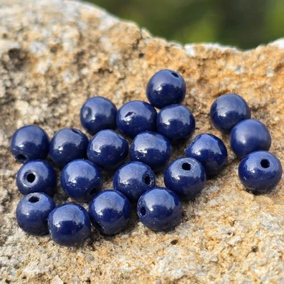 Vintage German Glass Beads | Classic Navy Blue | 6mm Small Spacer Beads - Image 1 of 3