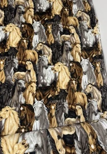 Fleece Fabric Stallion Horses Heads David Textiles 2005 Vintage Large 186” X 60” - Picture 1 of 4