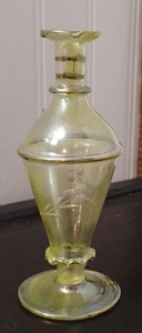 Egyptian Yellow Etched Glass Perfume Bottle 5" NO STOPPER - Picture 1 of 6