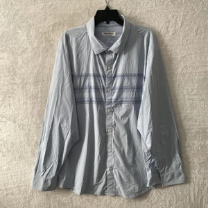 Tommy Bahama Mens Button Shirt Blue Stripe 2XL Nylon Blend Long Sleeve Collar - Picture 1 of 8