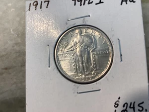 1917 Silver Standing Liberty Quarter Type 1 AU - Picture 1 of 2