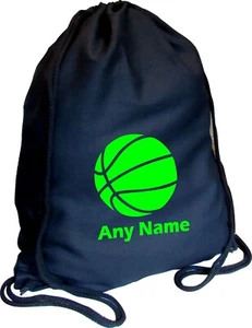 Basketball Print BLACK Kids COTTON Childs School Sports Gym PE Bag, Xmas Gift - Picture 1 of 12
