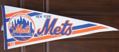 Vintage NEW YORK METS MLB Officially Licensed Orange & Blue Baseball Pennant~n Cover