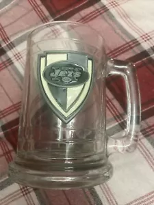 New York Jets Officially Licensed NFL Glass Beer Mug/Stein with Metal Logo š - Picture 1 of 5