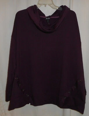 VESTIDO GRANERO BORGOÑA CAPUCHA CUELLO SUDADERA BOTONES DETALLES MUJER TALLA GRANDE 3X NUEVO Foto 1 de 4