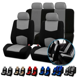 Universal Auto Seat Covers Full Set For Car Truck SUV Van Front+Rear Protector - Picture 1 of 21